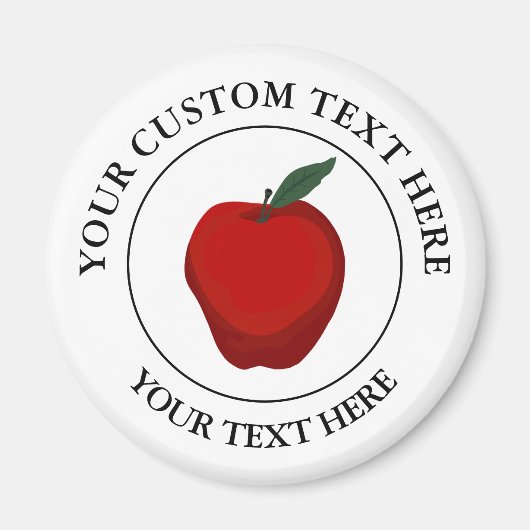 Pictogram rode Apple Custom Text Logo Magneet (Voorkant)