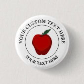 Pictogram rode Apple Custom Text Logo Ronde Button 3,2 Cm (Voorkant)