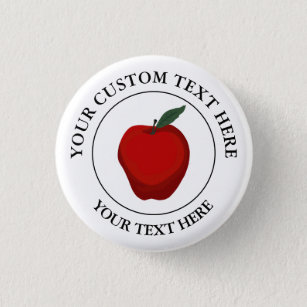 Pictogram rode Apple Custom Text Logo Ronde Button 3,2 Cm
