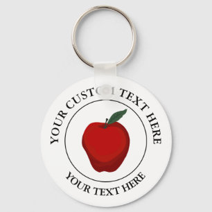 Pictogram rode Apple Custom Text Logo Sleutelhanger