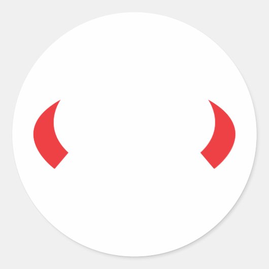 pictogram rode duivelhoorns ronde sticker (Voorkant)