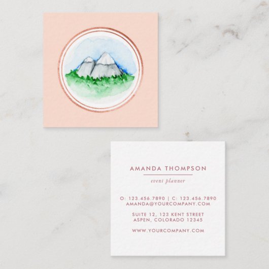 Pictogram roos Gold en roze Event Planner Social M Vierkante Visitekaartje (Voorkant / Achterkant)