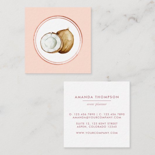 Pictogram roos Gold en roze Event Planner Social M Vierkante Visitekaartje (Voorkant / Achterkant)