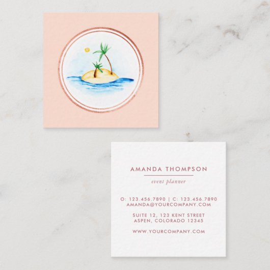 Pictogram roos Gold en roze Event Planner Social M Vierkante Visitekaartje (Voorkant / Achterkant)