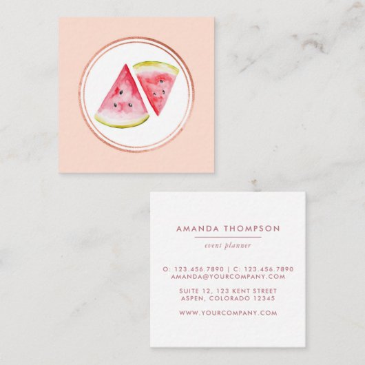 Pictogram roos Gold en roze Event Planner Social M Vierkante Visitekaartje (Voorkant / Achterkant)