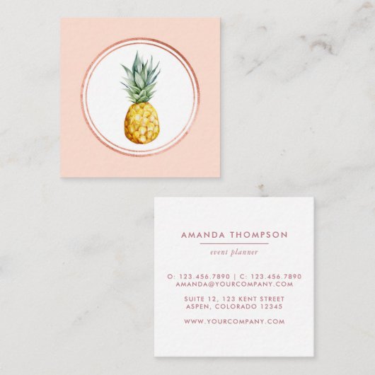 Pictogram roos Gold en roze Event Planner Social M Vierkante Visitekaartje (Voorkant / Achterkant)