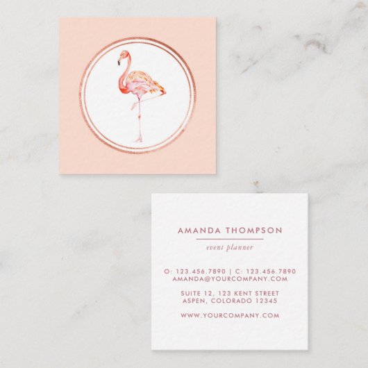 Pictogram roos Gold en roze Event Planner Social M Vierkante Visitekaartje (Voorkant / Achterkant)