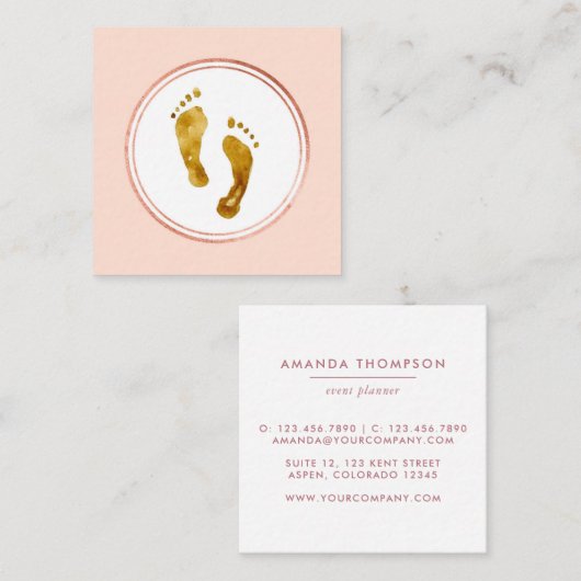 Pictogram roos Gold en roze Event Planner Social M Vierkante Visitekaartje (Voorkant / Achterkant)