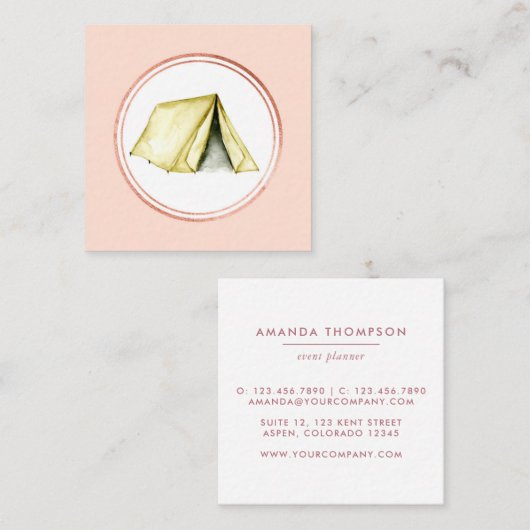 Pictogram roos Gold en roze Event Planner Social M Vierkante Visitekaartje (Voorkant / Achterkant)