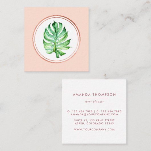 Pictogram roos Gold en roze Event Planner Social M Vierkante Visitekaartje (Voorkant / Achterkant)