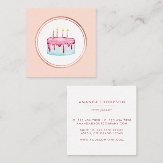 Pictogram roos Gold en roze Event Planner Social M Vierkante Visitekaartje (Voorkant / Achterkant)