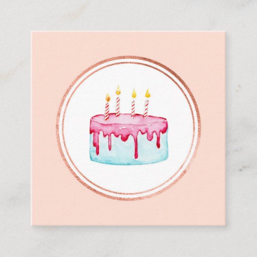 Pictogram roos Gold en roze Event Planner Social M Vierkante Visitekaartje (Voorkant)