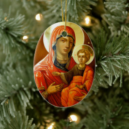 Pictogram Saint Mary met Lord Jesus Keramisch Ornament