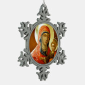 Pictogram Saint Mary met Lord Jesus Tin Sneeuwvlok Ornament (Links)