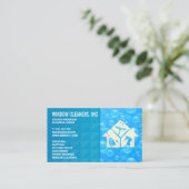 Pictogram schoonmaakservices | Blauwe zeepbellen Visitekaartje (Staand voorkant)