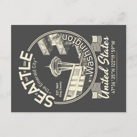 PICTOGRAM SEATTLE CITY - WASHINGTON  BRIEFKAART (Voorkant)