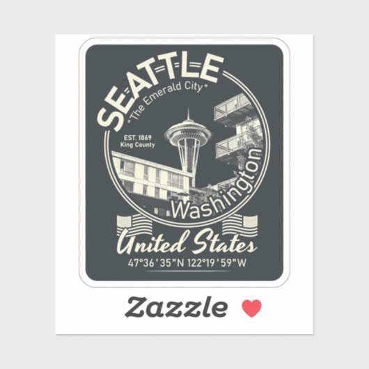 PICTOGRAM SEATTLE CITY - WASHINGTON STICKER (Vel)