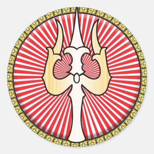 Pictogram Shiva Trident Ronde Sticker (Voorkant)