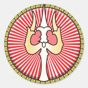 Pictogram Shiva Trident Ronde Sticker