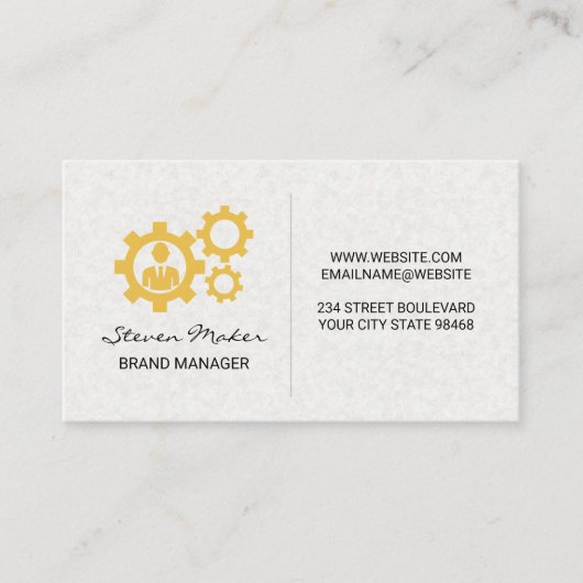 Pictogram tandwielen | Achtergrond papierstructuur Visitekaartje (Voorkant)