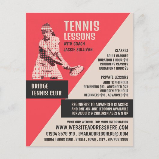 Pictogram Tennis Player, Tennis Lessen/Klassen Flyer (Voorkant)