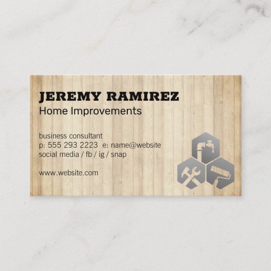 Pictogram Thuisservices | Houten planken Visitekaartje (Voorkant)