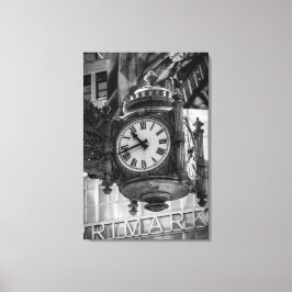 Pictogram Tijd Over State St Zwart-wit Portret Canvas Afdruk