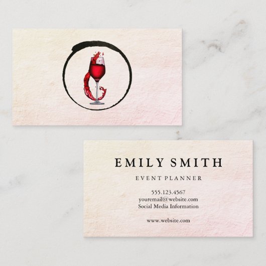 Pictogram van glas uit wijn visitekaartje (Voorkant / Achterkant)