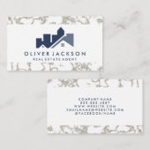 Pictogram vastgoed thuis | Goud marmer Visitekaartje (Voorkant / Achterkant)