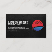 Pictogram Vastgoed | Zwart Leren Executive Visitekaartje (Achterkant)
