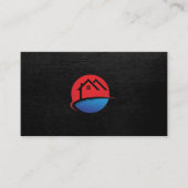 Pictogram Vastgoed | Zwart Leren Executive Visitekaartje (Voorkant)