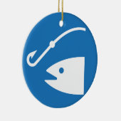 Pictogram vis en haak Vist Keramisch Ornament (Rechts)