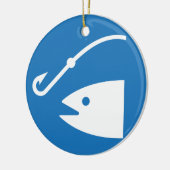 Pictogram vis en haak Vist Keramisch Ornament (Links)