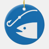 Pictogram vis en haak Vist Keramisch Ornament (Achterkant)