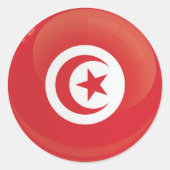 Pictogram vlag Tunesië-ronde Ronde Sticker (Voorkant)