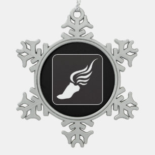 Pictogram volgen en veld tin sneeuwvlok ornament