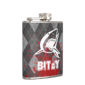 Pictogram voor haaien op Grungy Black Argyle Heupfles (Rechts)