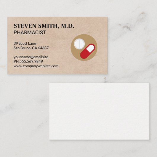 Pictogram voor pillen visitekaartje (Voorkant / Achterkant)