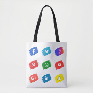 Pictogram voor sociale media tote bag