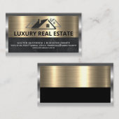 Pictogram voor vastgoed | Metallisch goud en zilve Visitekaartje (Voorkant / Achterkant)