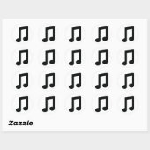 Pictogram voor zwarte muziek ronde sticker (Vel)
