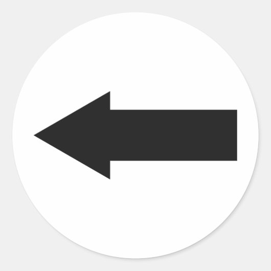 pictogram voor zwarte pijl links ronde sticker (Voorkant)