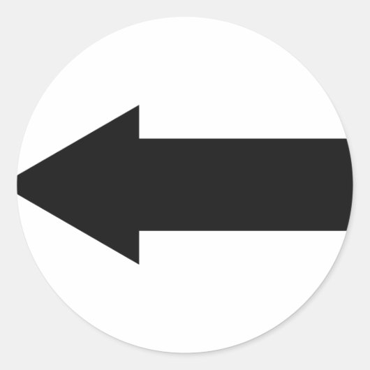 pictogram voor zwarte pijl links ronde sticker (Voorkant)