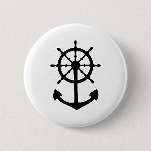 pictogram voor zwarte stuurwielverankering ronde button 5,7 cm
