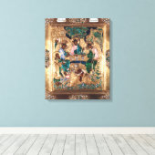 Pictogram waarin Abraham en de Drie Angels worden  Canvas Afdruk (Insitu (Houten vloer))