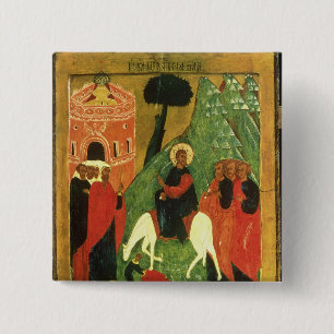 Pictogram waarin de binnenkomst van Christus in Je Vierkante Button 5,1 Cm