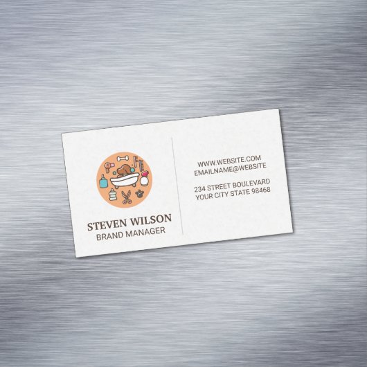 Pictogram wasprogramma | Achtergrond papierstructu Magnetisch Visitekaartje (Voorbeeld)