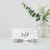 Pictogram | Witte marmer | Metaal Visitekaartje (Staand voorkant)