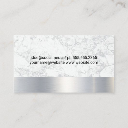 Pictogram | Witte marmer | Metaal Visitekaartje (Achterkant)