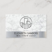 Pictogram | Witte marmer | Metaal Visitekaartje (Voorkant)